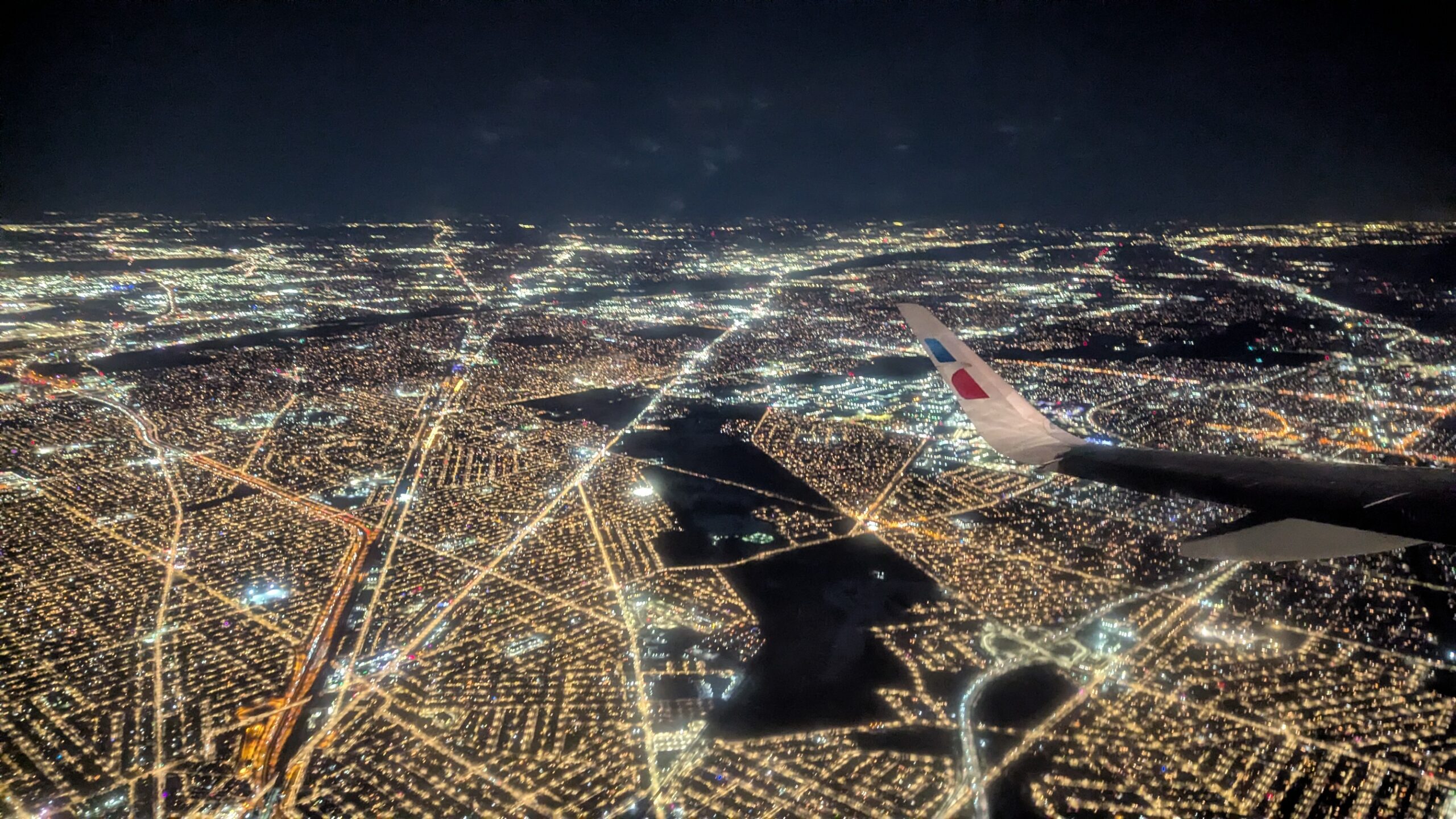 View from an airplane, leaving Chicago.